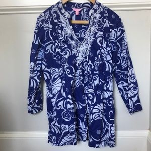 Lilly Pulitzer navy tunic with beading size M